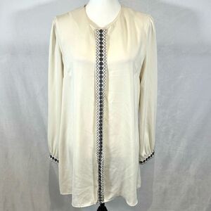 Seril Ivory and gray long sleeve tunic blouse top size 48 (1XL)